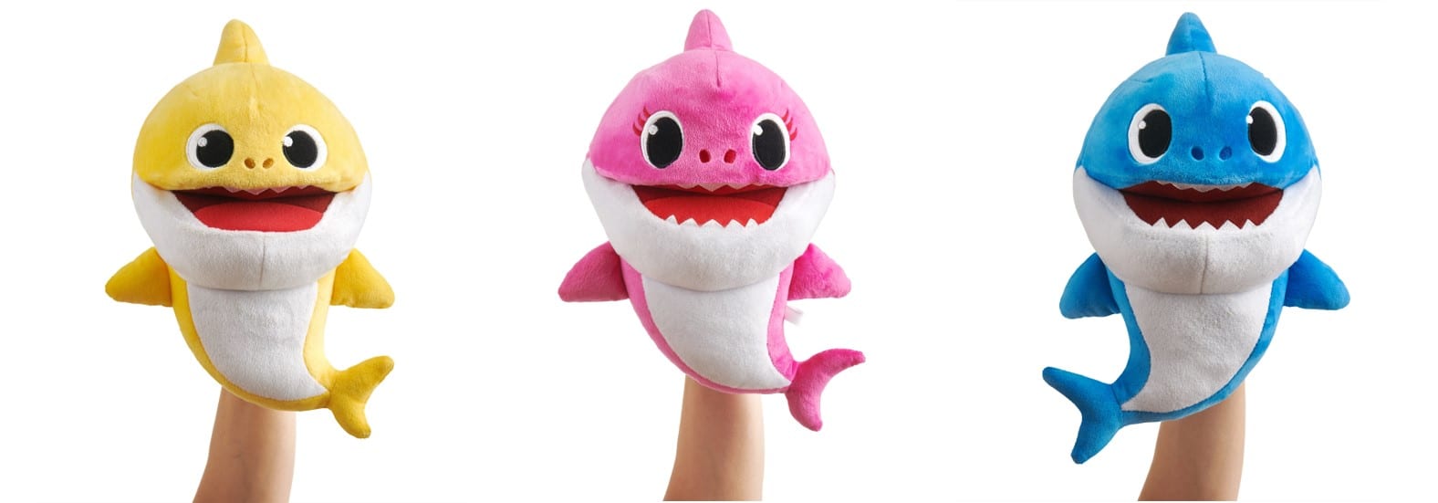 画像左から:ベイビーシャーク、マミーシャーク、ダディシャーク